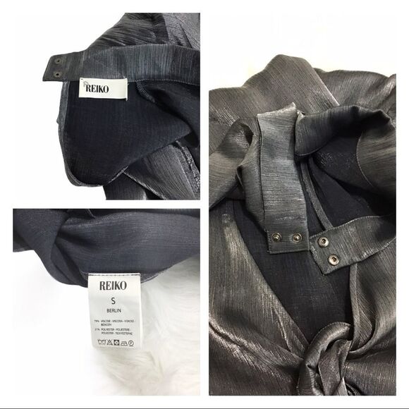 Anthropologie Reiko Berlin Satin Metallic Open Back Top - Picture 7 of 8